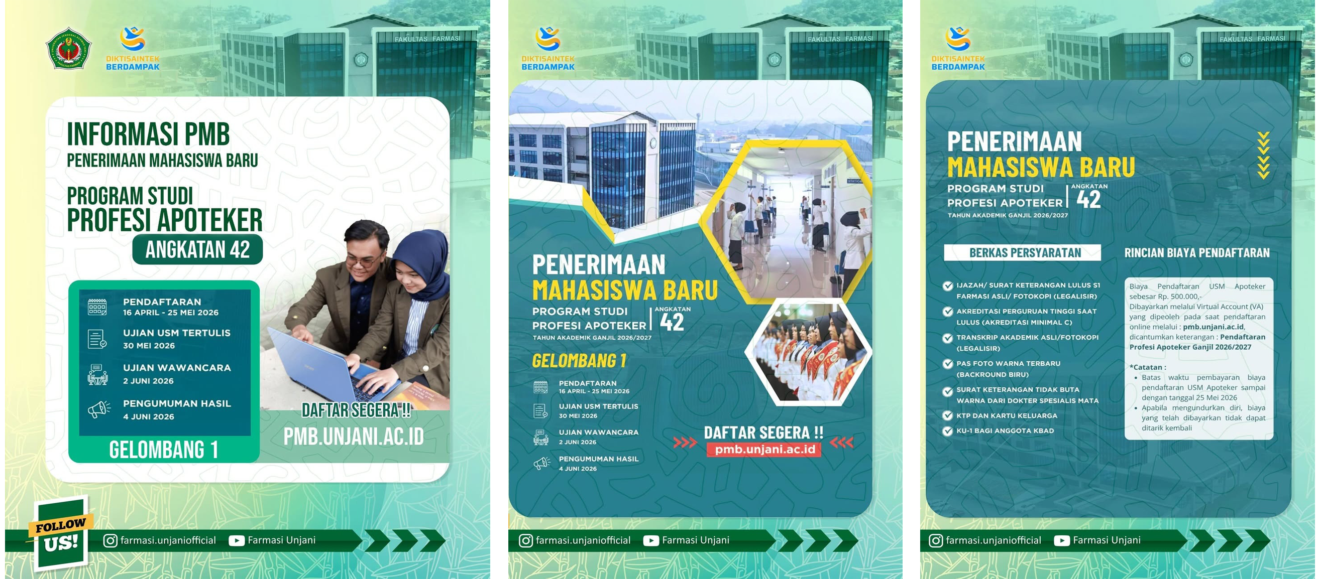 Penerimaan Mahasiswa Baru Program Studi Profesi Apoteker – Angkatan 42 Fakultas Farmasi Universitas Jenderal Achmad Yani